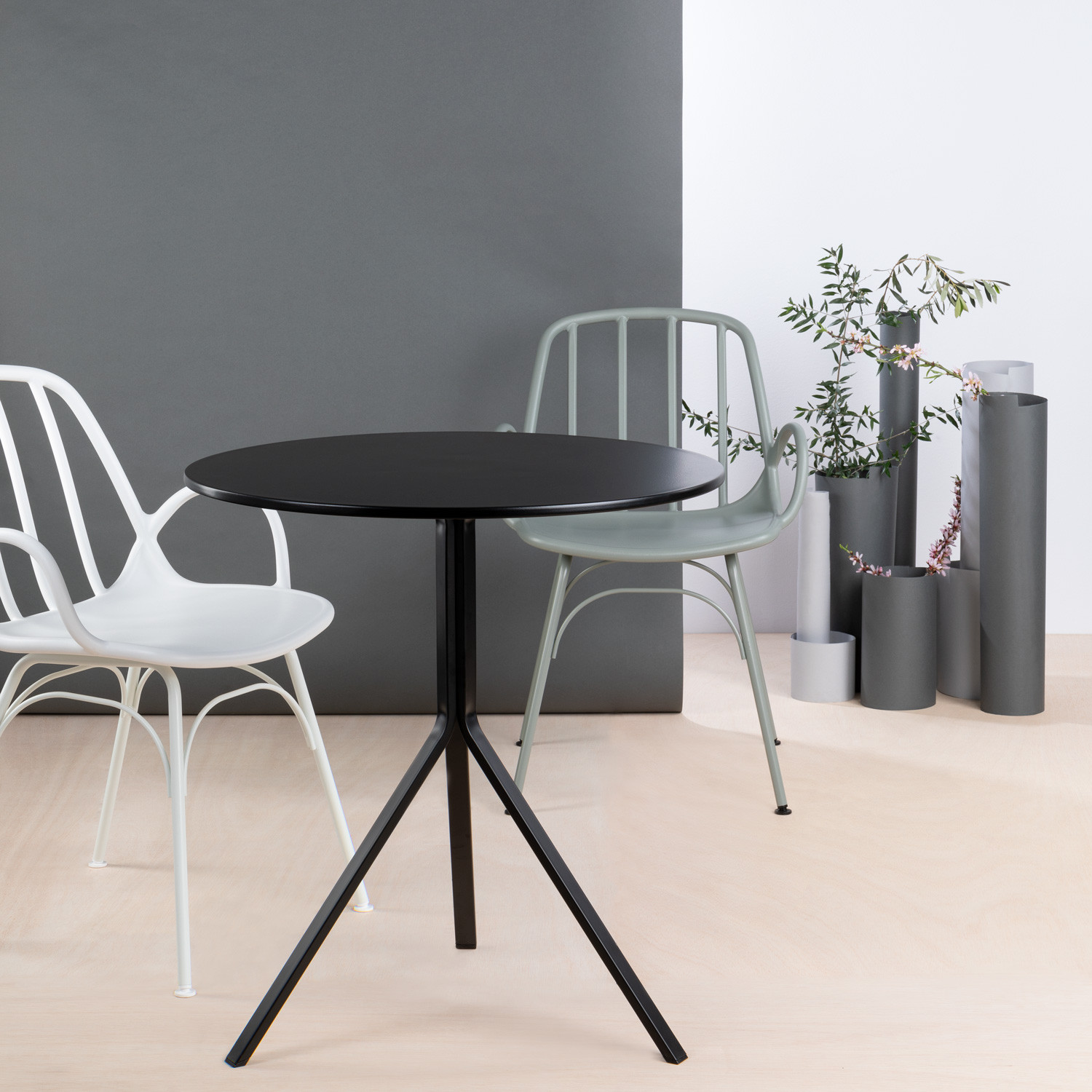 Esszimmertisch Rund aus MDF und Stahl (Ø70 cm) Adon - themasie.com