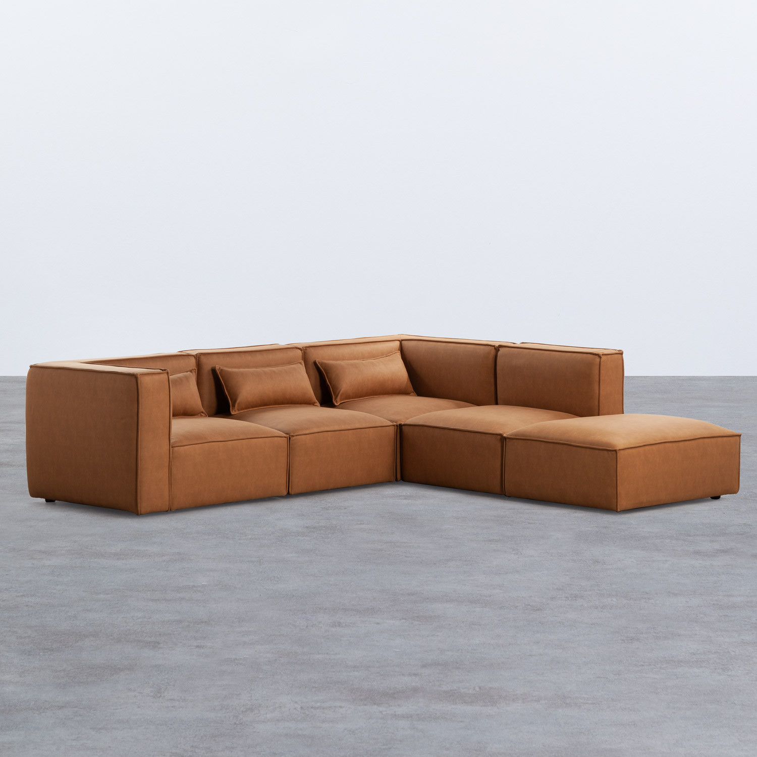 Sofá Modular con Puff en Polipiel Kilhe