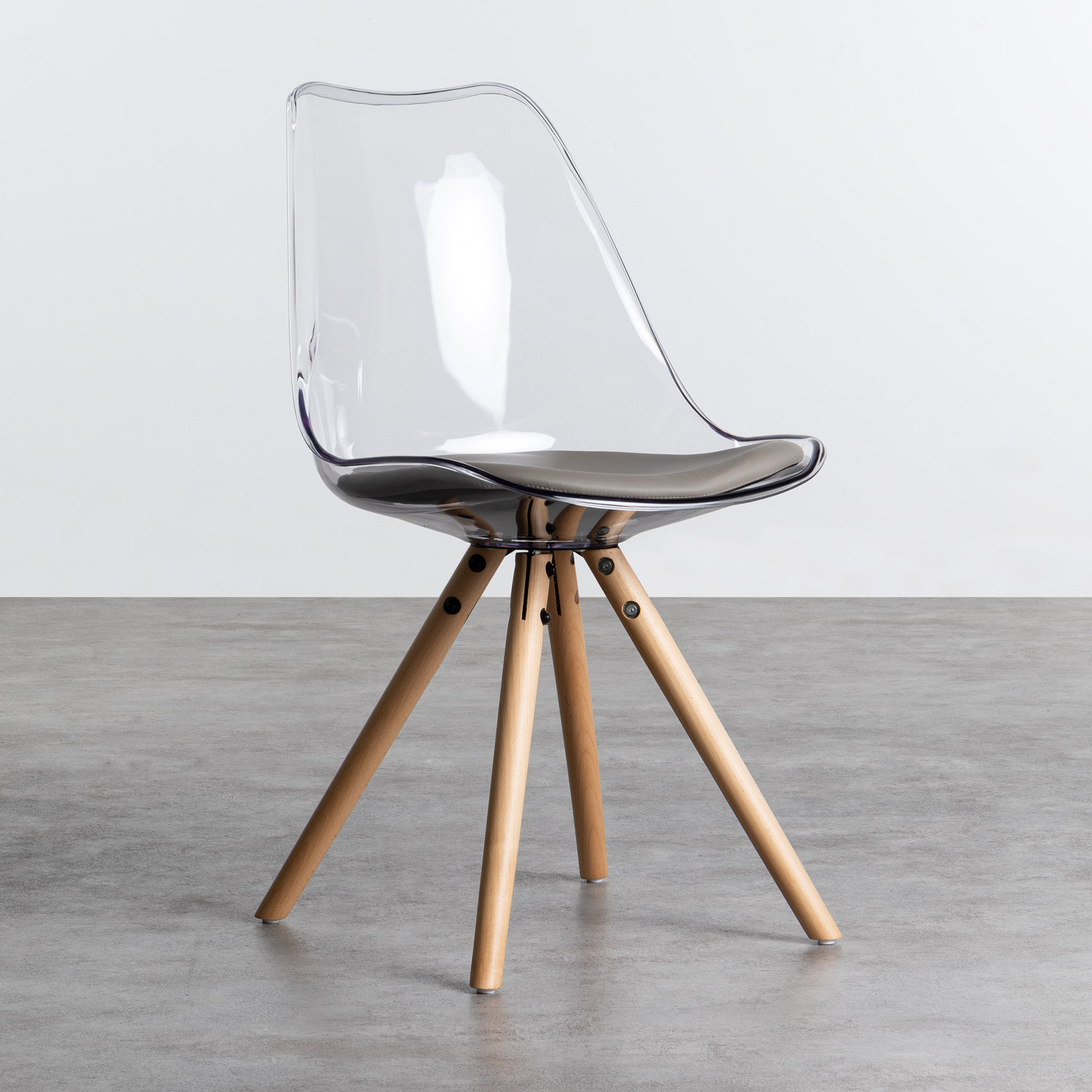 Silla de Comedor en Policarbonato y Madera Hardwood Stella Transparente