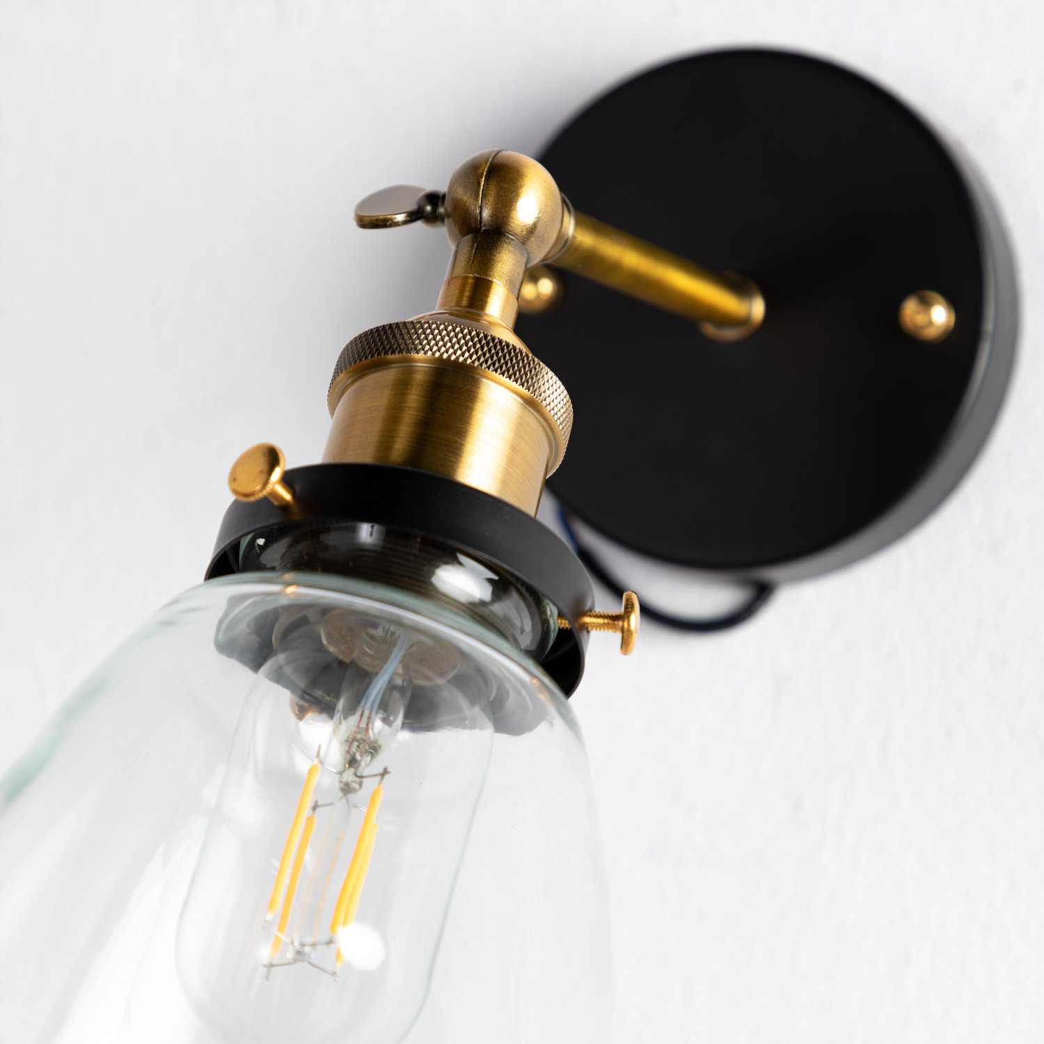 Aplique de Pared de Acero y Cristal Vetro Clear Shade