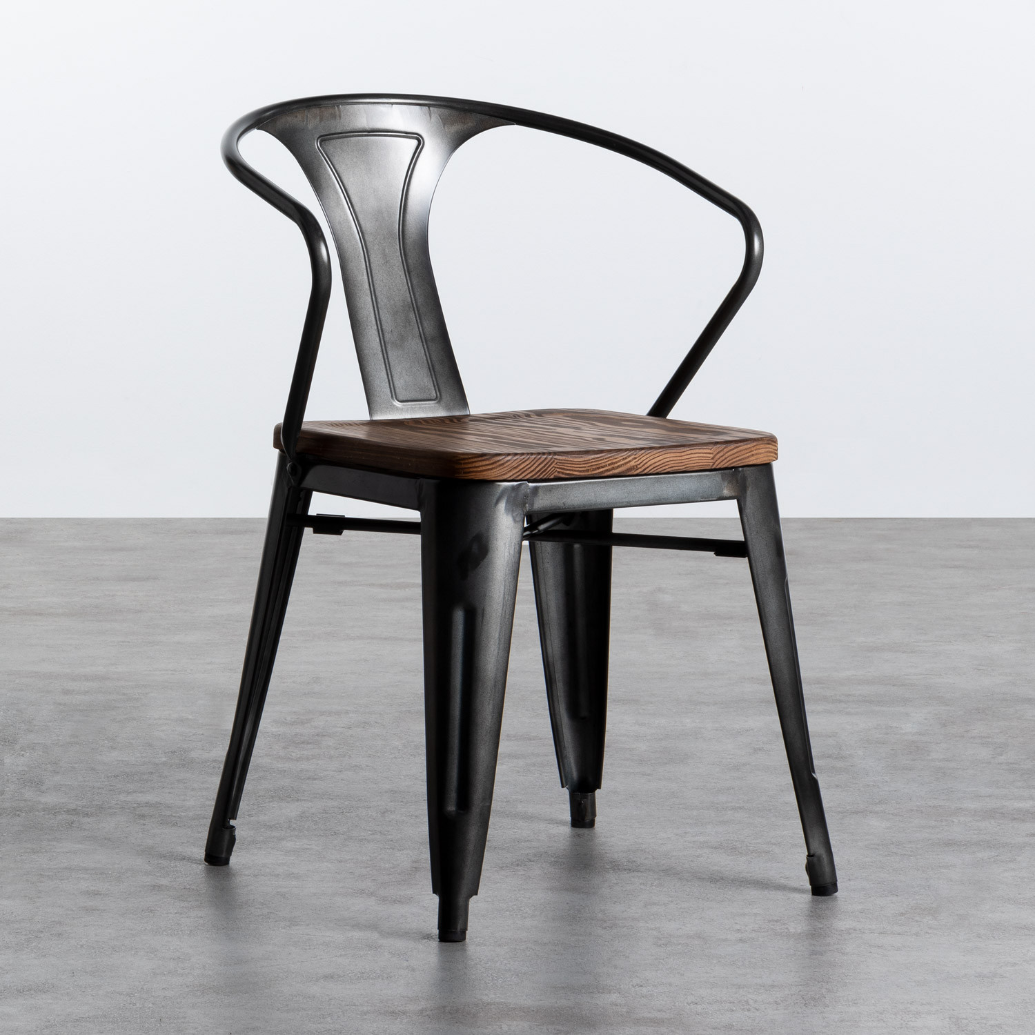 Chaise de Salle à manger en Acier et Bois Industriel Wood  themasie.com