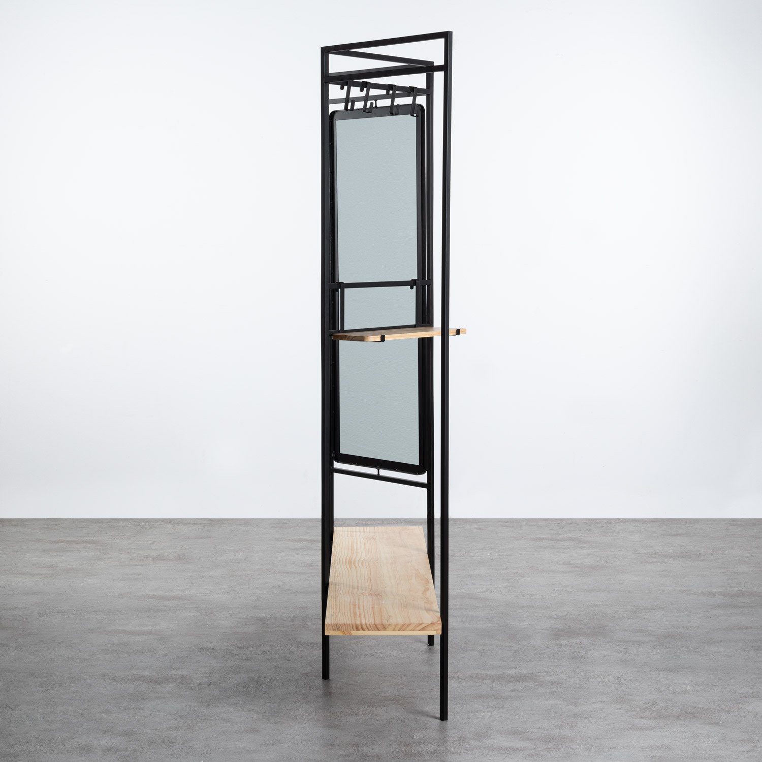 Appendiabiti Con Specchio A Figura Intera - Base Girevole 360°, Ripiani E Cavità - Foto 7