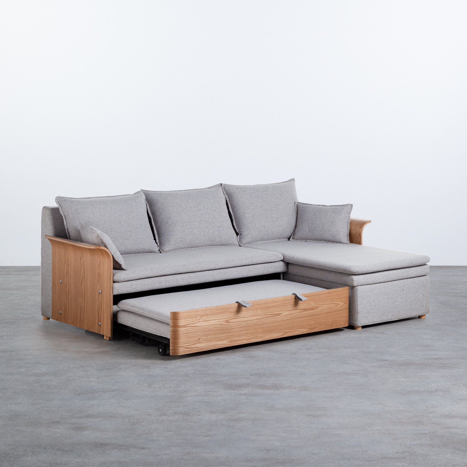 Sofá Cama Chaise Longue Direito 3 Lugares em Tecido Nato